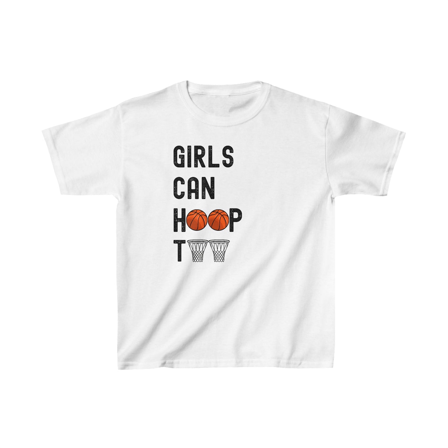 Girls can hoop too' Kids Basketball T Shirt