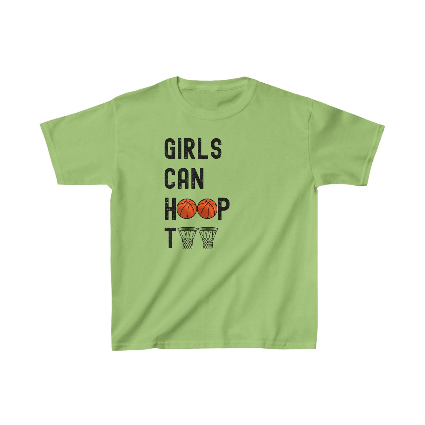 Girls can hoop too' Kids Basketball T Shirt