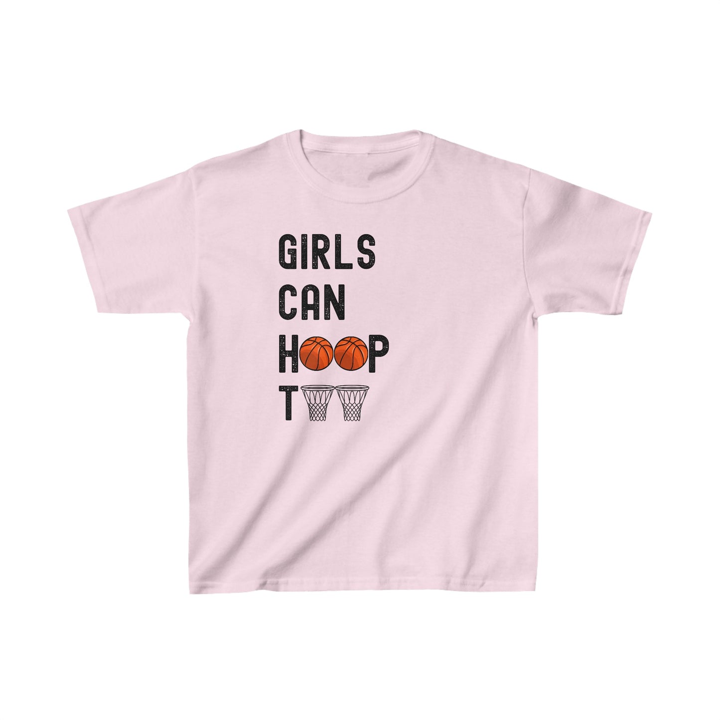 Girls can hoop too' Kids Basketball T Shirt