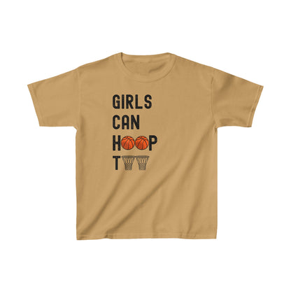 Girls can hoop too' Kids Basketball T Shirt