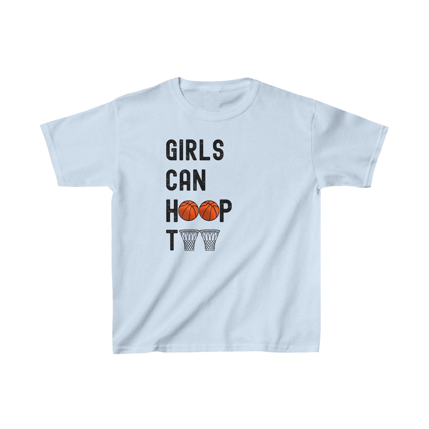 Girls can hoop too' Kids Basketball T Shirt