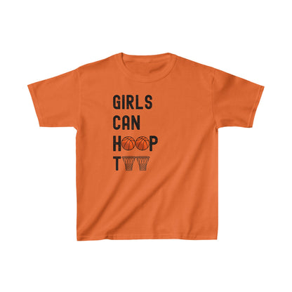 Girls can hoop too' Kids Basketball T Shirt