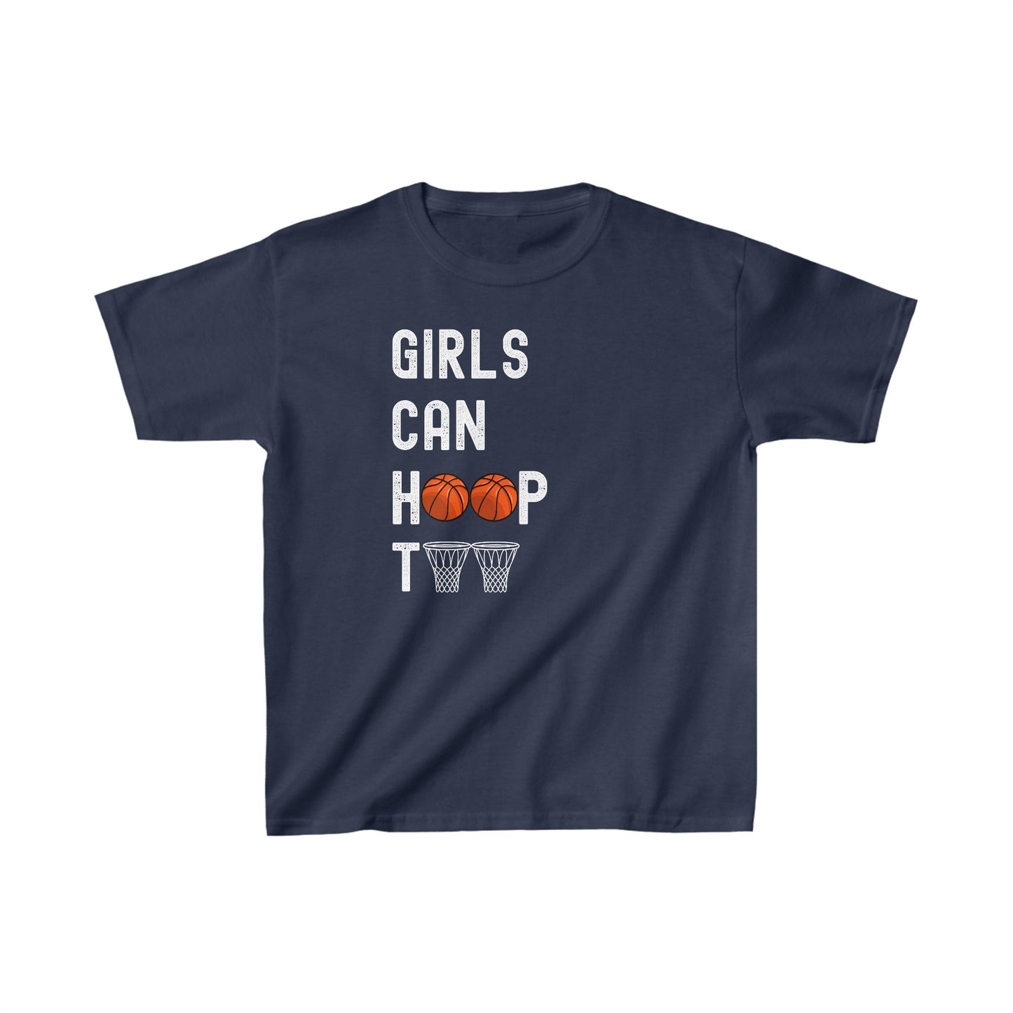 Girls can hoop too' Kids Basketball T Shirt