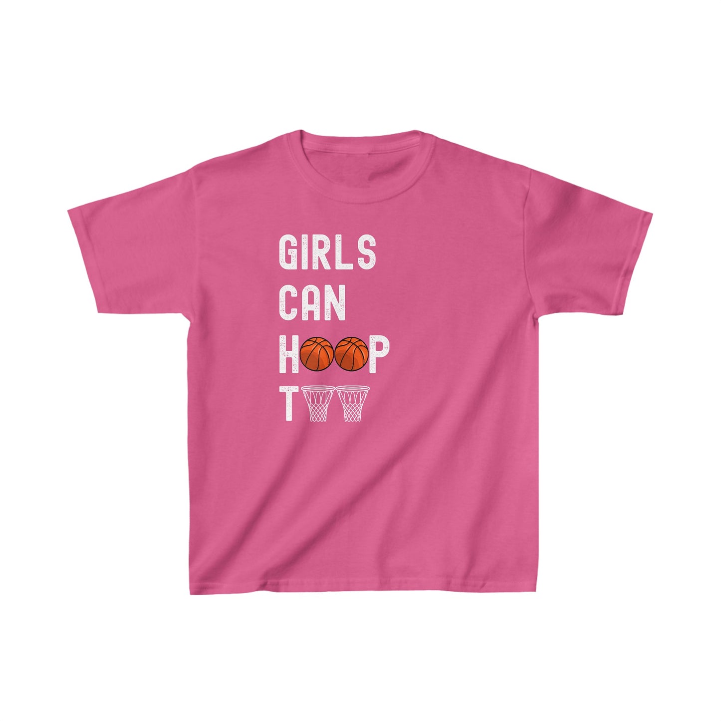 Girls can hoop too' Kids Basketball T Shirt