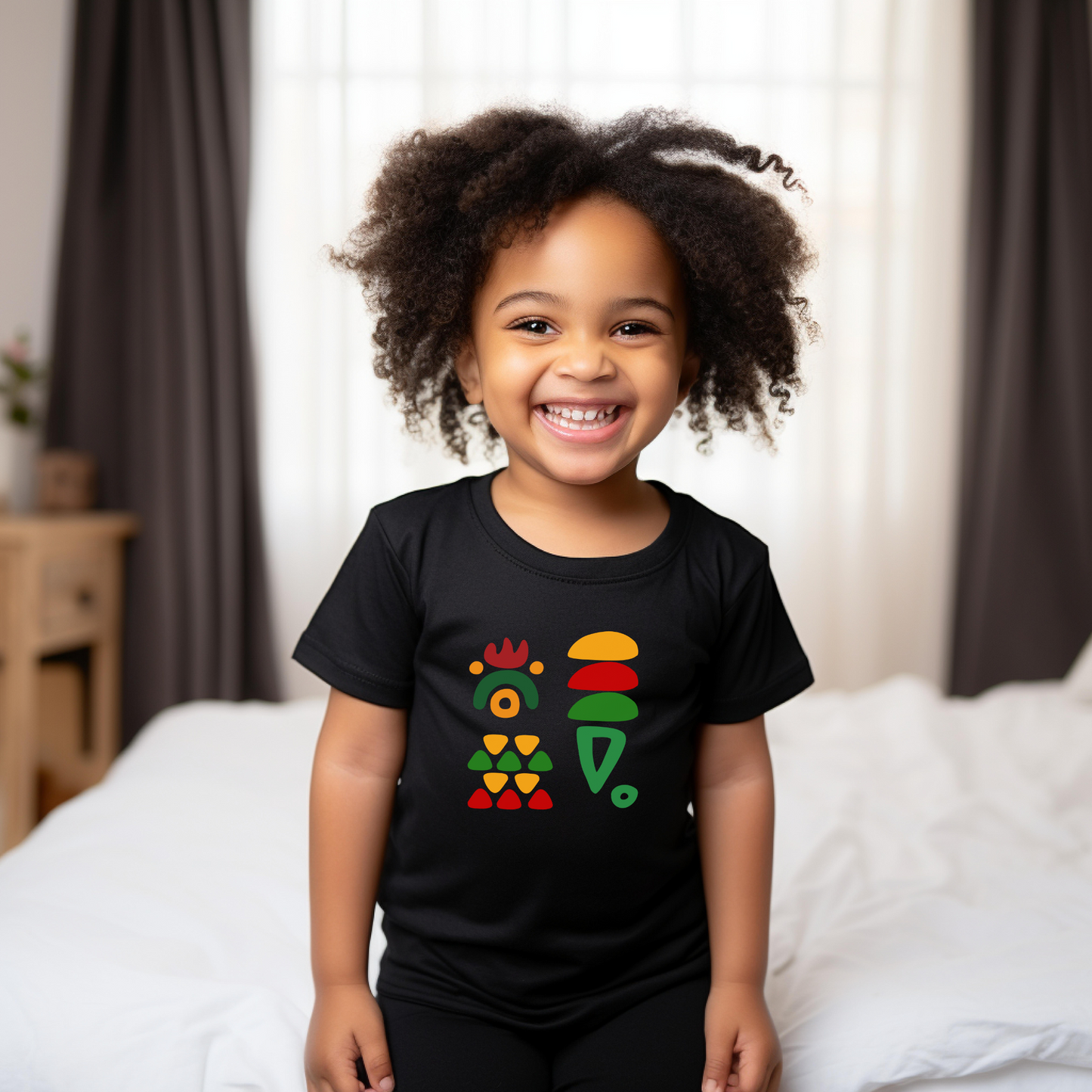 African Patterns - Red, Gold, Green Unisex Toddler Short Sleeve T-shirt