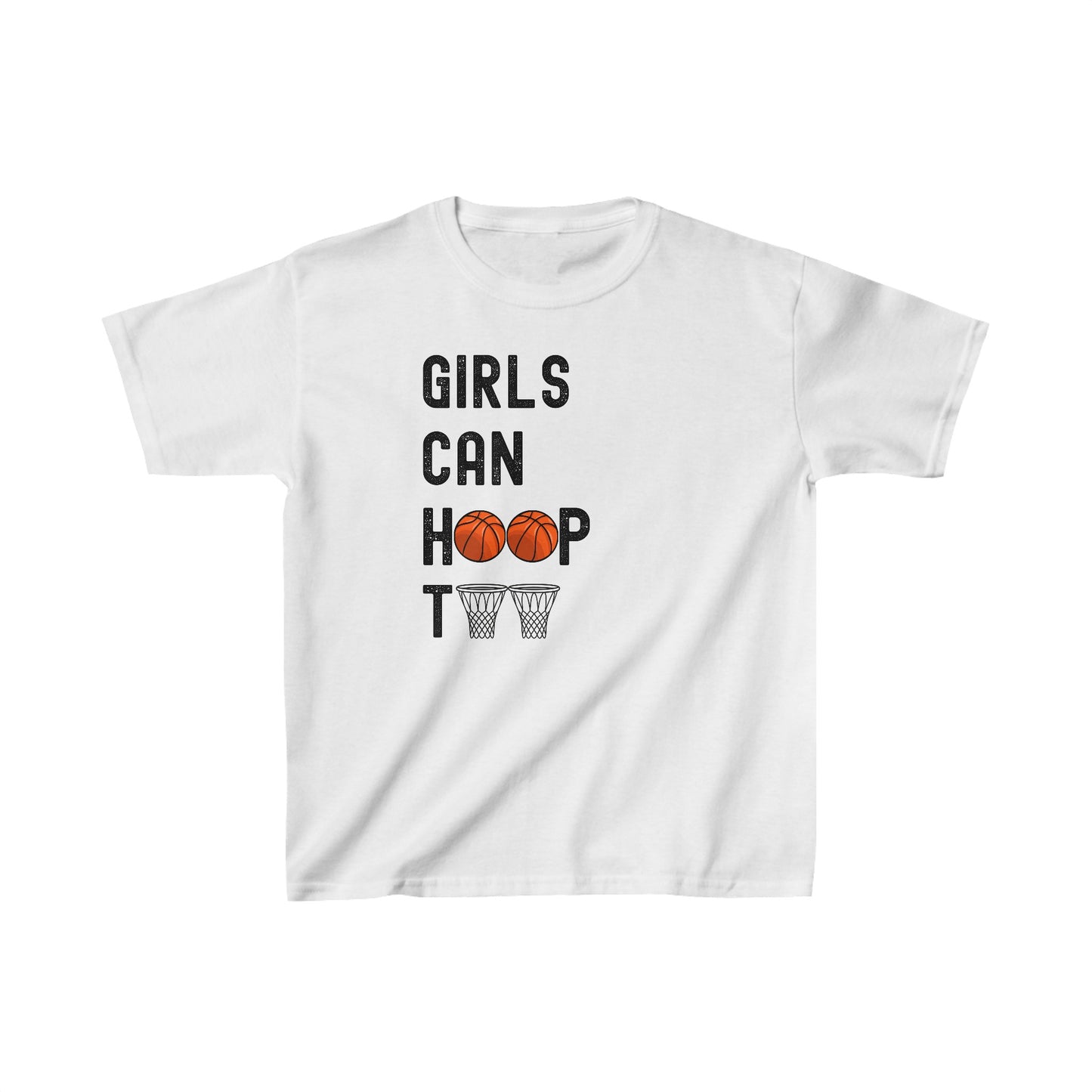 Girls can hoop too' Kids Basketball T Shirt