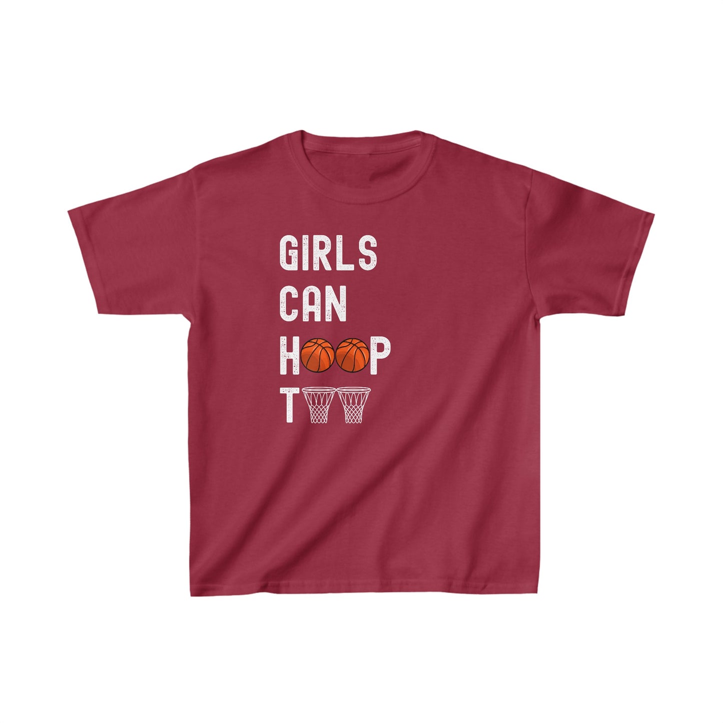 Girls can hoop too' Kids Basketball T Shirt