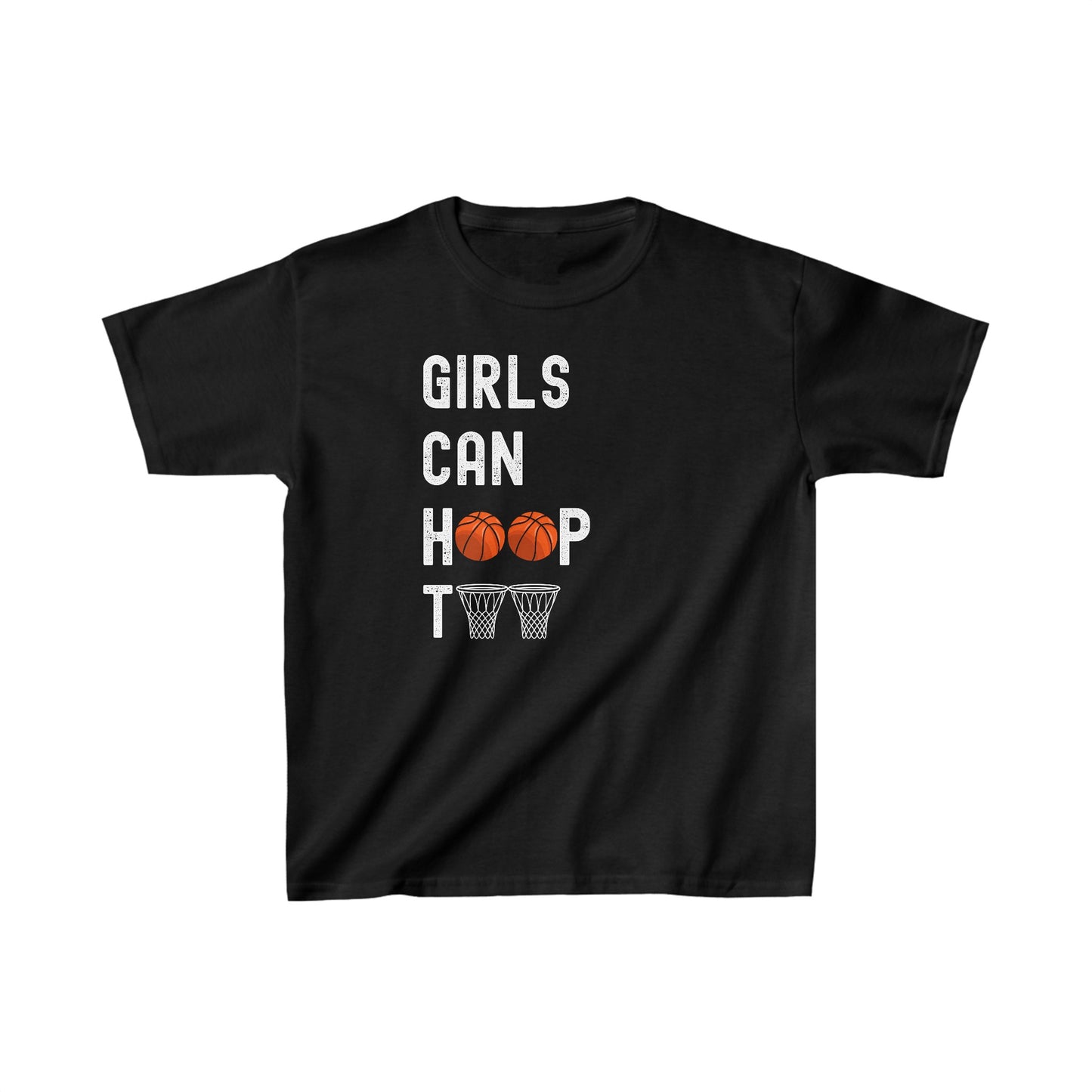 Girls can hoop too' Kids Basketball T Shirt